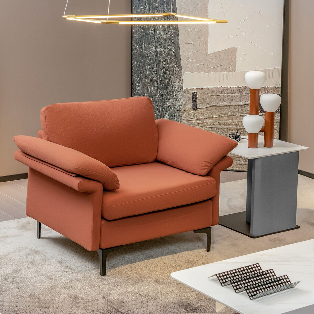 Modern Fabric Accent Armchair with Original Distributed Spring and Armrest Cushions