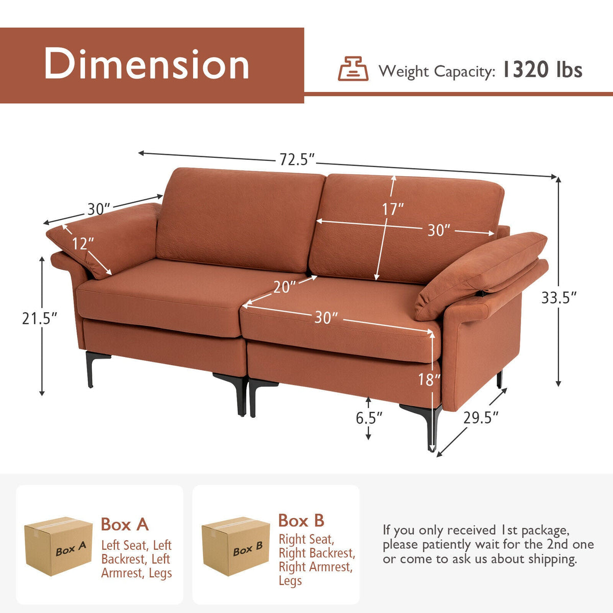 Modern Fabric Loveseat Sofa for with Metal Legs and Armrest Pillows