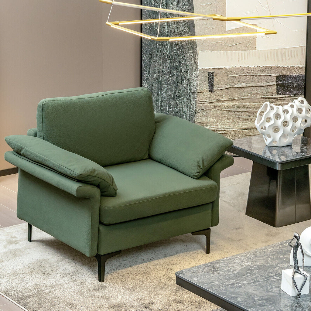 Modern Fabric Accent Armchair with Original Distributed Spring and Armrest Cushions