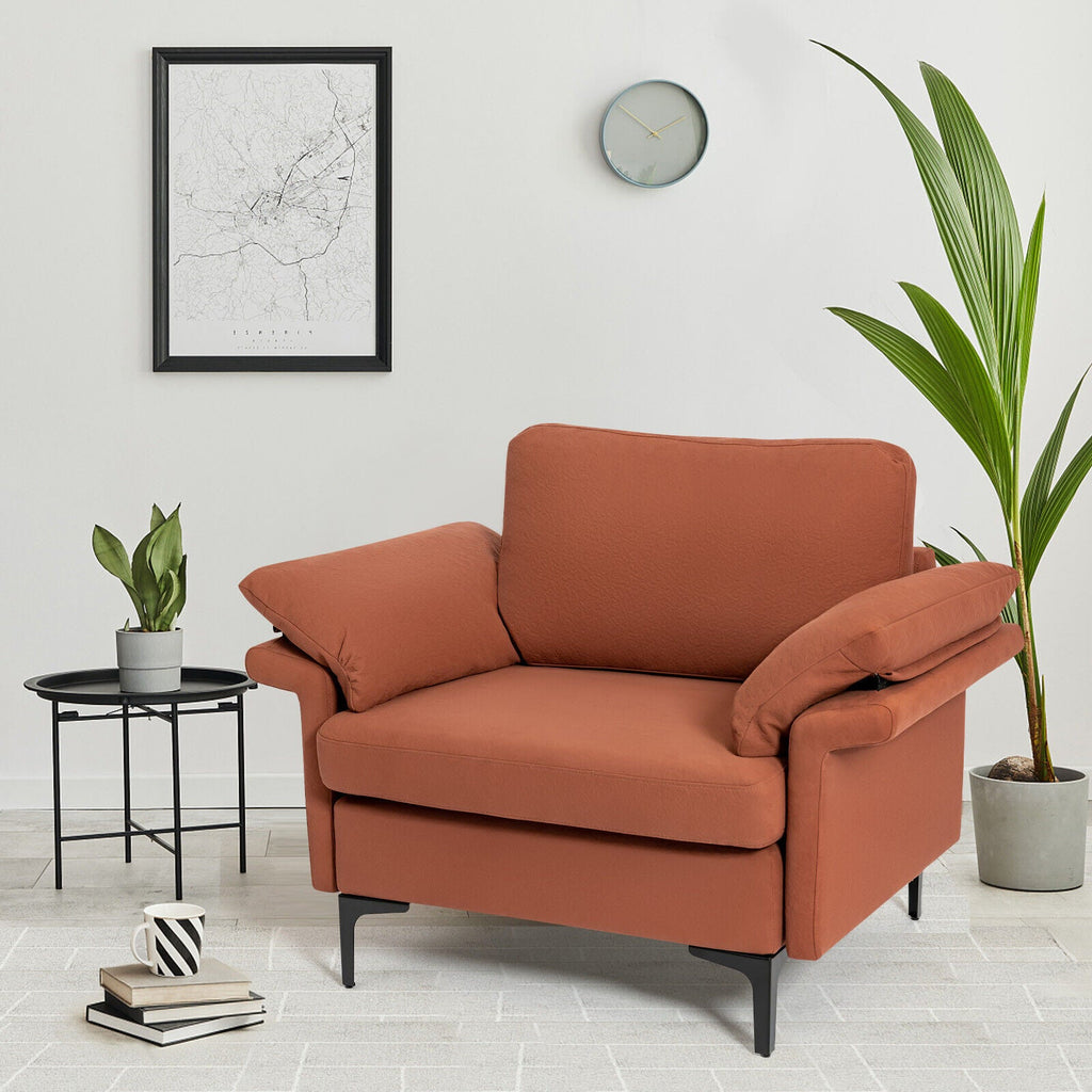 Modern Fabric Accent Armchair with Original Distributed Spring and Armrest Cushions