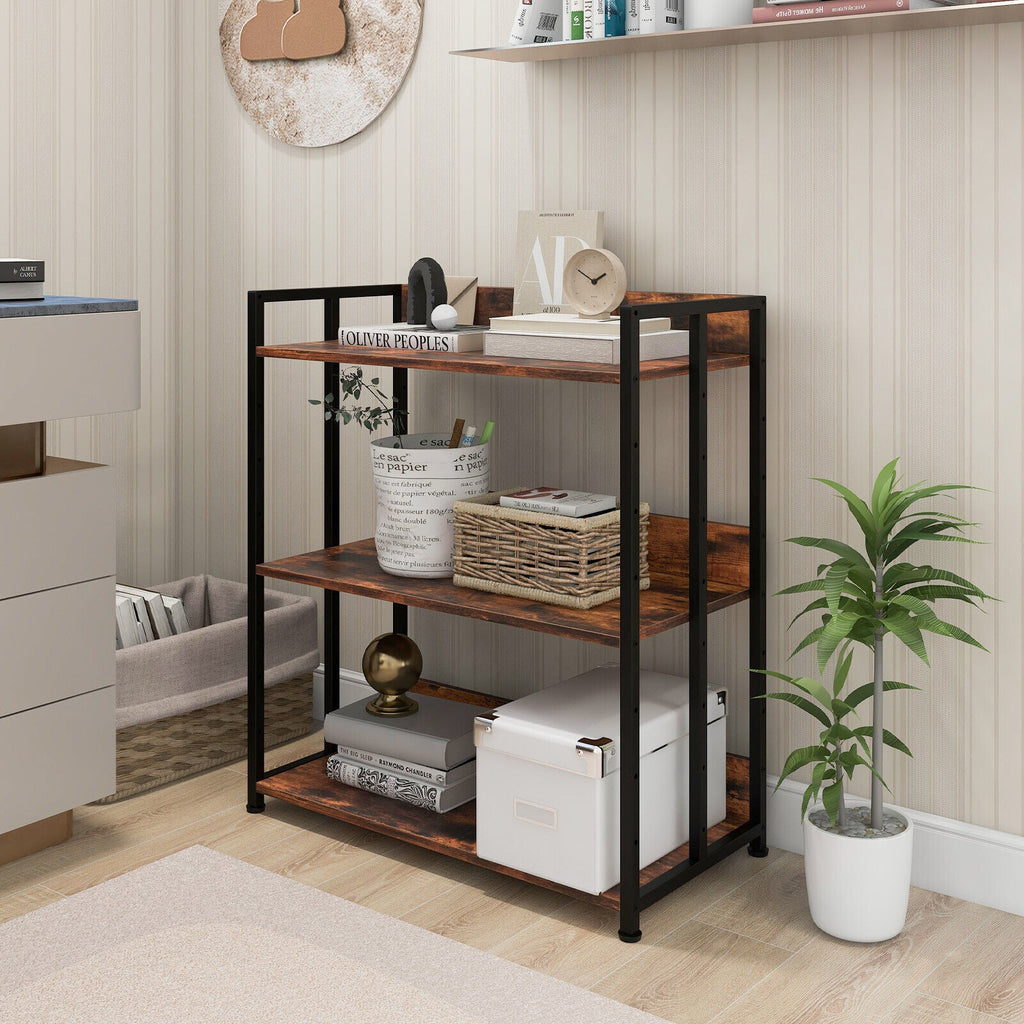 3/5-Tier Industrial Bookshelf Storage Shelf Display Rack with Adjustable Shelves