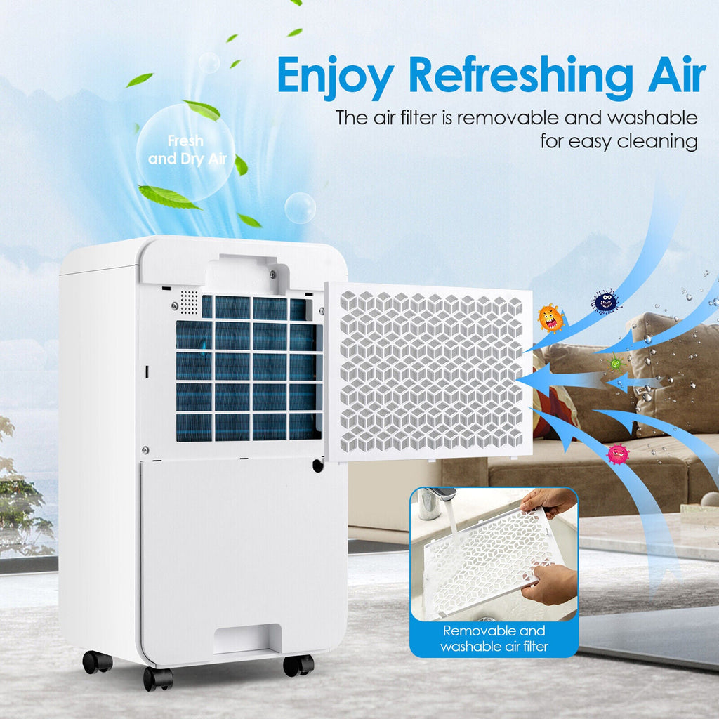 32 Pints 2000 Sq. Ft Dehumidifier for Home and Basements with 3-Color Digital Display-White