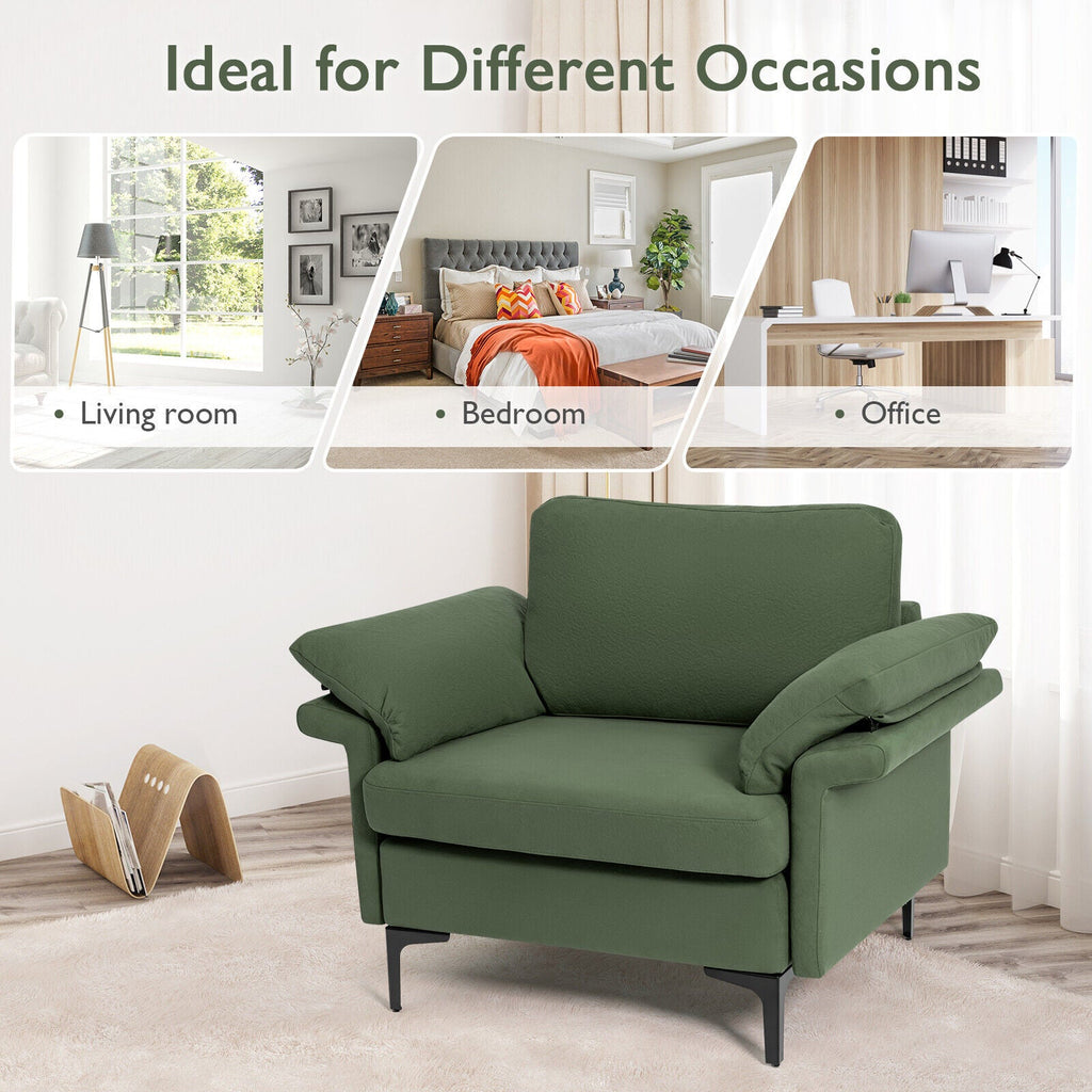 Modern Fabric Accent Armchair with Original Distributed Spring and Armrest Cushions