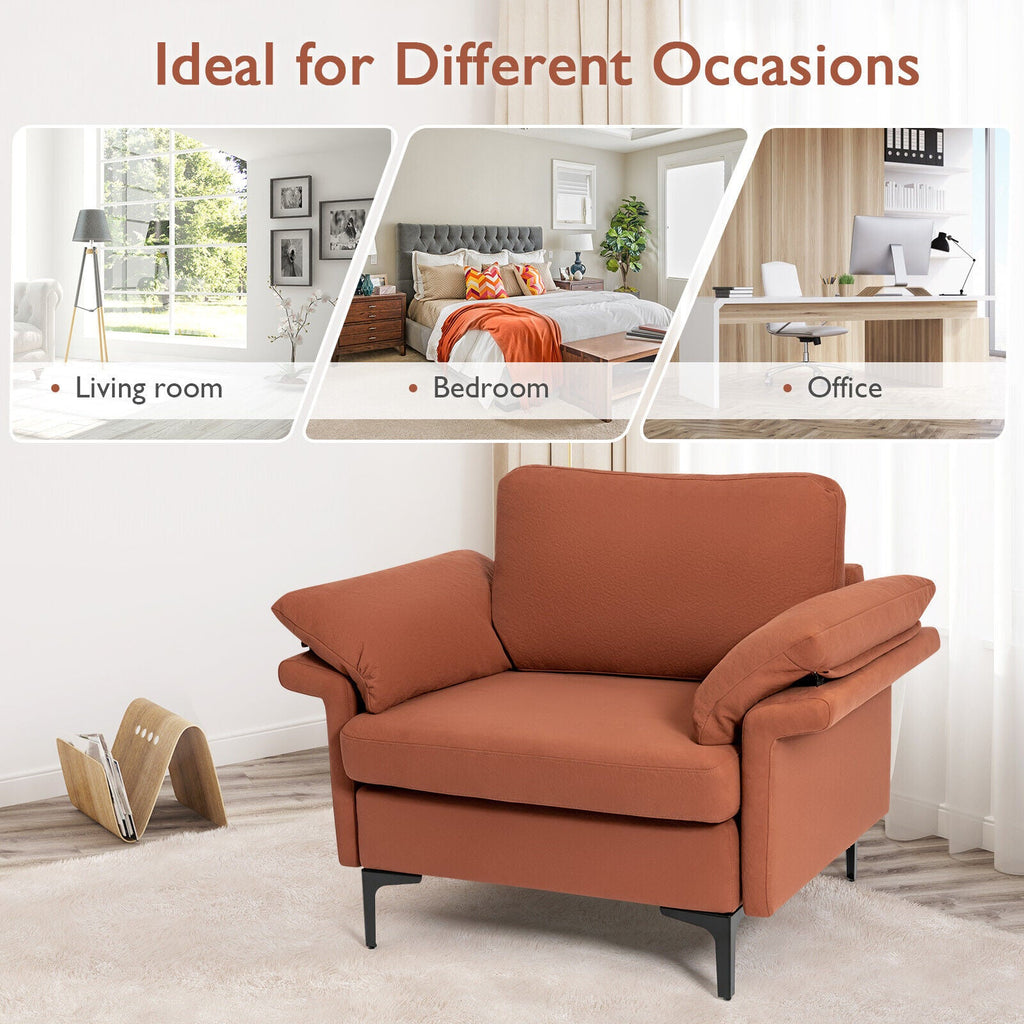 Modern Fabric Accent Armchair with Original Distributed Spring and Armrest Cushions