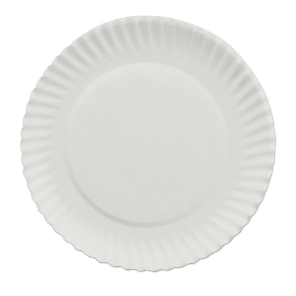 AJM Packaging Corporation White Paper Plates, 6" dia, 100/Pack, 10 Packs/Carton