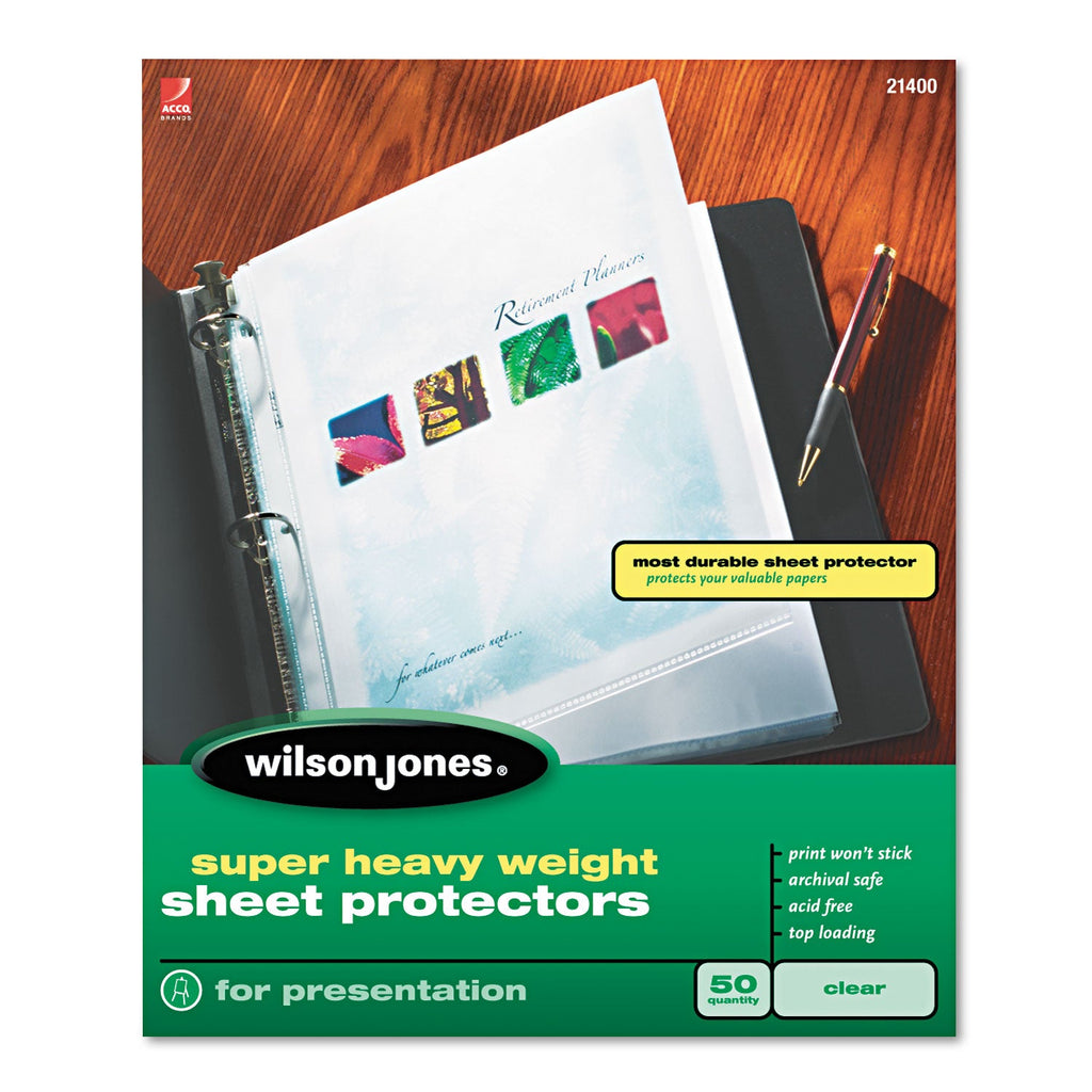 Wilson Jones Top-Loading Super Heavy Sheet Protectors, Letter, 50/Box