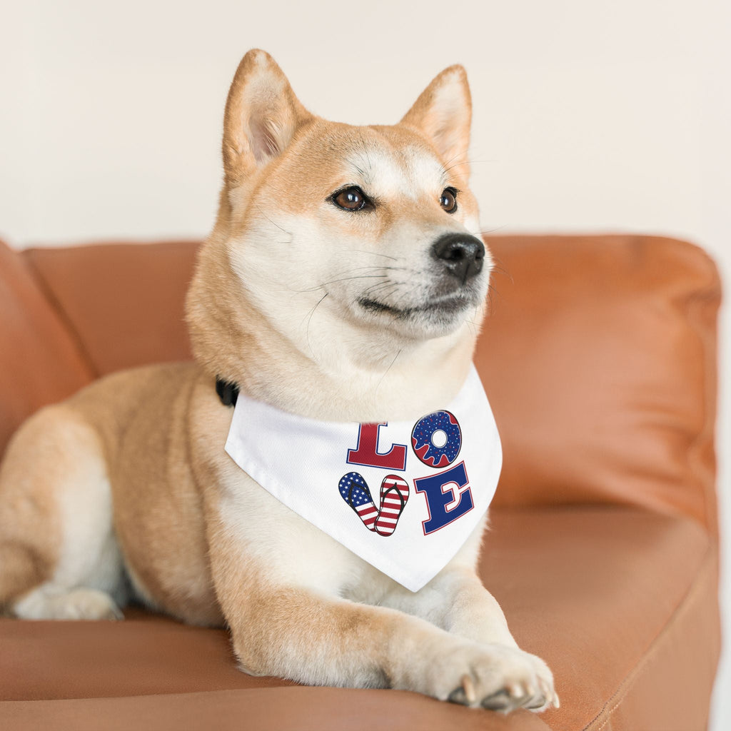 Patriotic Pet Bandana Collar - Celebrate Love, Perfect for July 4th, Dog Lovers, Pet Fashion, Cute Dog Accessories