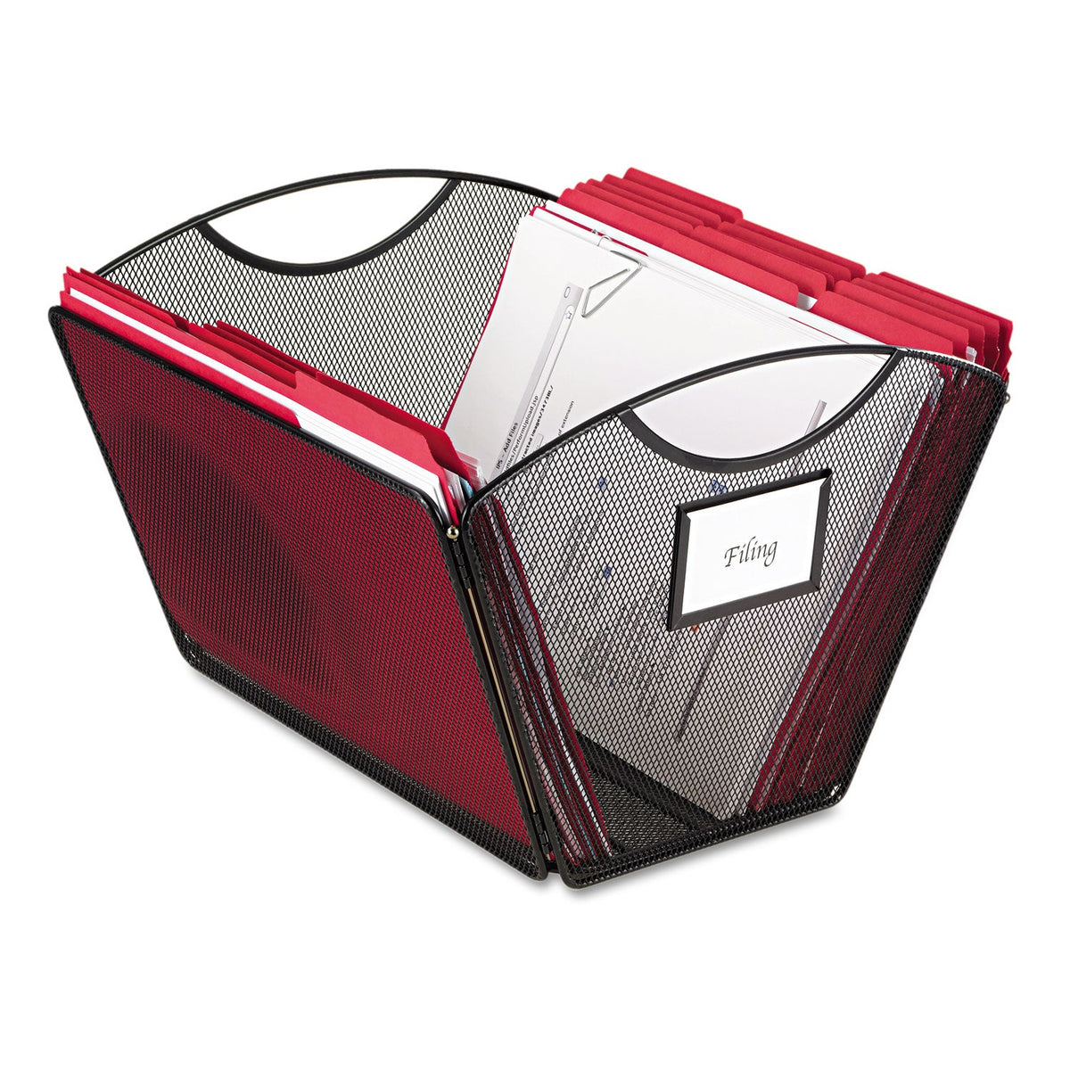 Safco Onyx Mesh Desktop Tub File, Letter Files, 12.5" x 13.75" x 9.5", Black