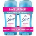 Secret Invisible Solid Antiperspirant And Deodorant, Powder Fresh, Twin Pack, 2.6 Oz. Each