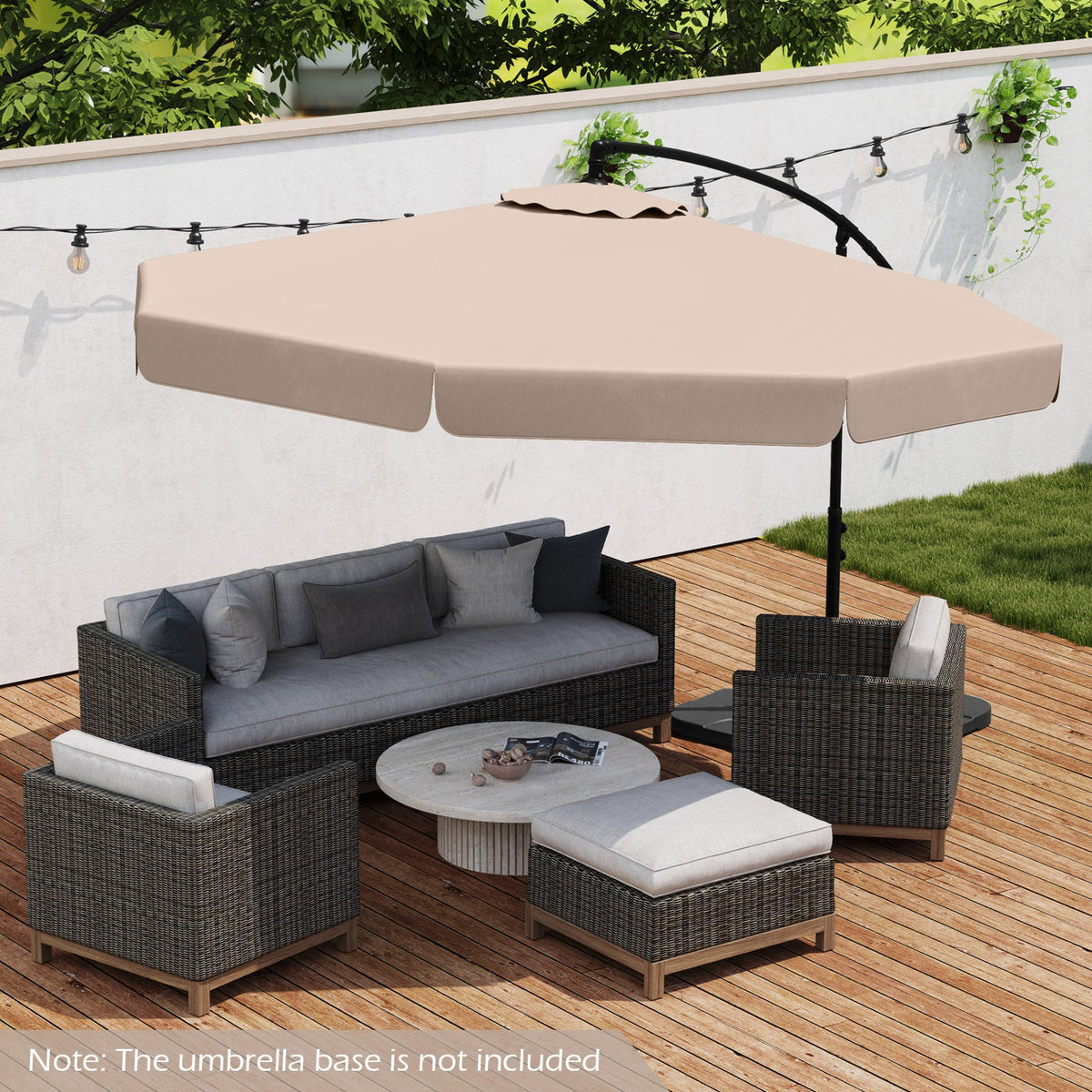 10 Feet Patio Cantilever Umbrella with Cover Tilt Adjustment and Ruffled Edge