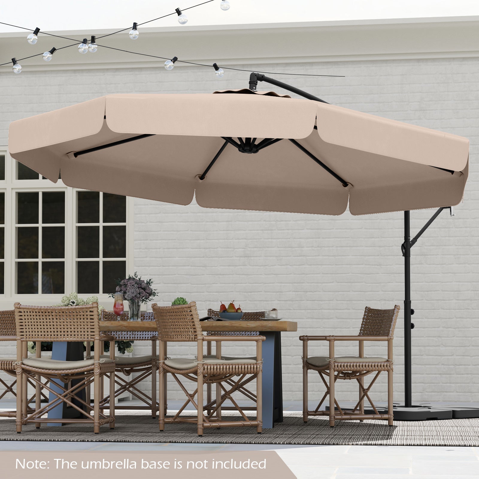 10 Feet Patio Cantilever Umbrella with Cover Tilt Adjustment and Ruffled Edge