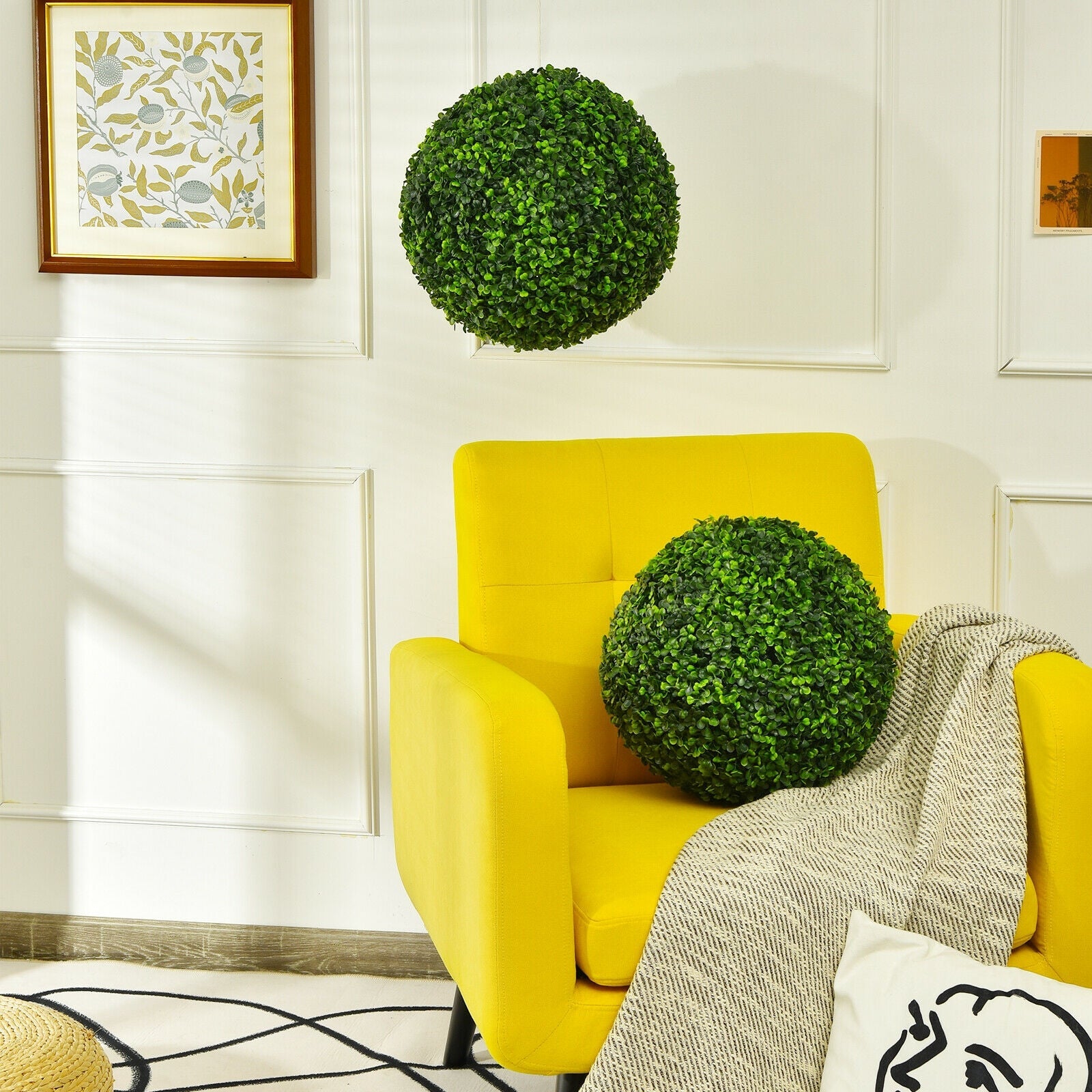 Artificial Boxwood Topiary Ball Tree Set - 15.7 Inch (2 Pieces)