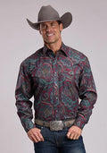 Stetson 3202 Lodge Paisley (Wine) - Men's Western Shirt