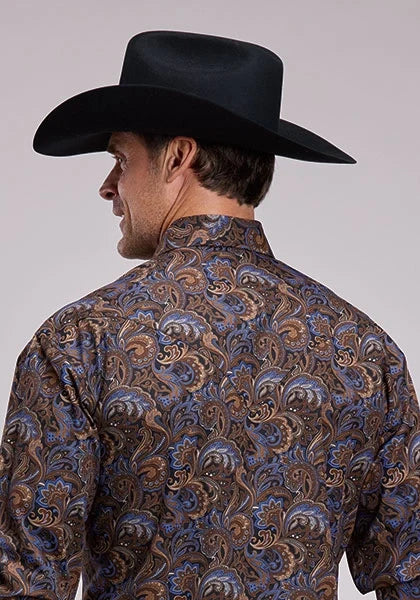 Stetson 3205 Tobacco Paisley (Brown) - Men's Western Shirt