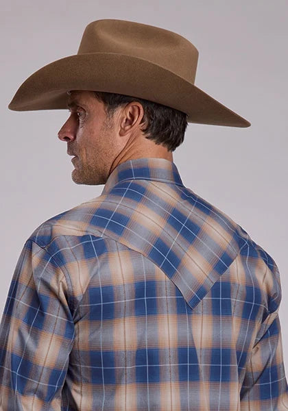 Stetson 3061 Sundown Dobby (Blue) - Men's Western Shirt