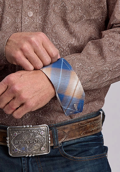 Stetson 3071 Highland Paisley (Brown) - Men's Button Up Shirt