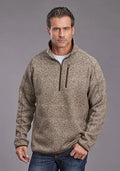 Stetson 2329 Herringbone 1/4 Zip (Brown) - Men's Sweater