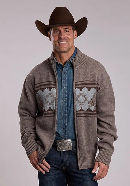 Stetson 3181 Serape Horse (Brown) - Men's Cardigan Sweater