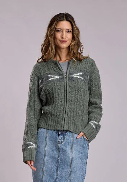 Stetson 3188 Aztec Cable (Green) - Women's Wool Sweater