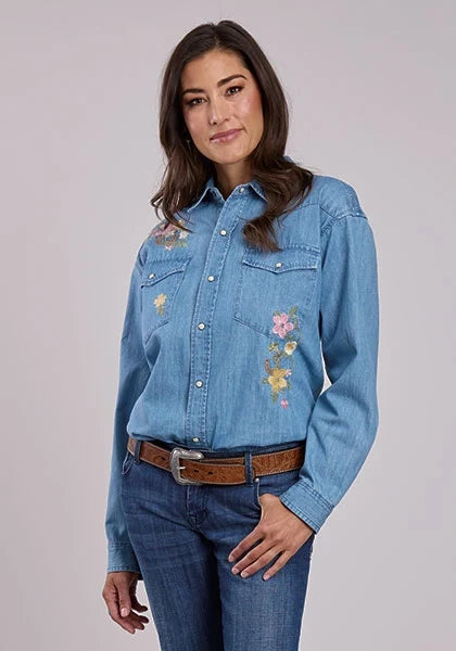 Stetson Floral Denim (Blue) - Women's Western Shirt