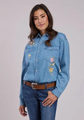 Stetson Floral Denim (Blue) - Women's Western Shirt