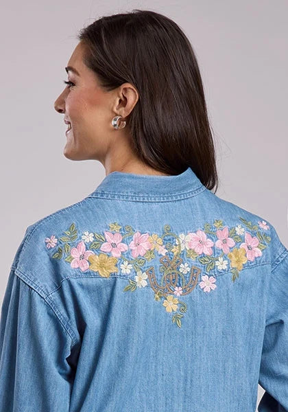 Stetson Floral Denim (Blue) - Women's Western Shirt