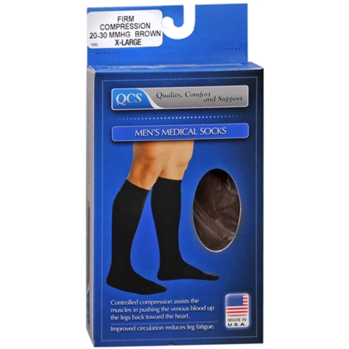 Scott Specialties QCS Men's Medical Legwear Firm Brown Extra Large - 1 Pair