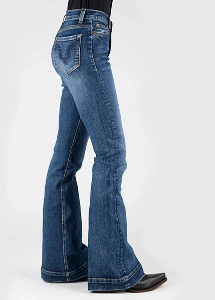Stetson 921 High Waist Flare Fit Navy Pocket (Dark Wash) - Women's Jeans