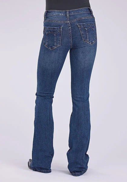 Stetson 921 High Waist Flare Fit Pieced Pocket (Dark Wash) - Women's Jeans