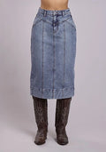 Stetson Midi Vent (Light Wash)  - Women's Skirt