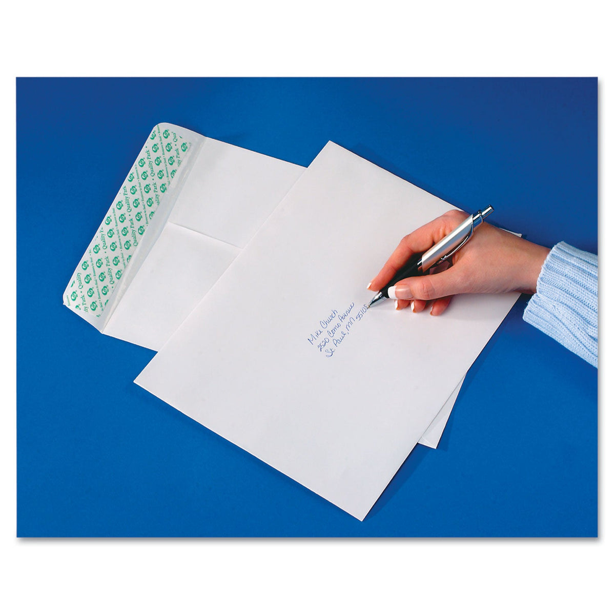 Quality Park Tech-No-Tear Catalog Envelope, Paper Exterior, #10 1/2, Cheese Blade Flap, Self-Adhesive Closure, 9 x 12, White, 100/Box