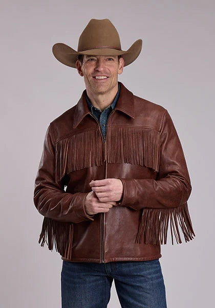 Stetson Fringe Yoke (Brown) - Men's Leather Jacket