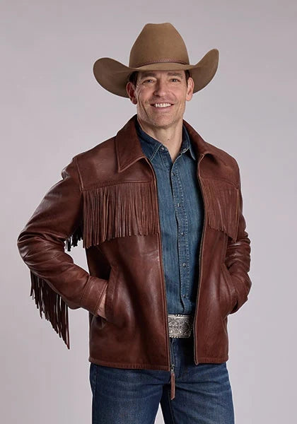 Stetson Fringe Yoke (Brown) - Men's Leather Jacket