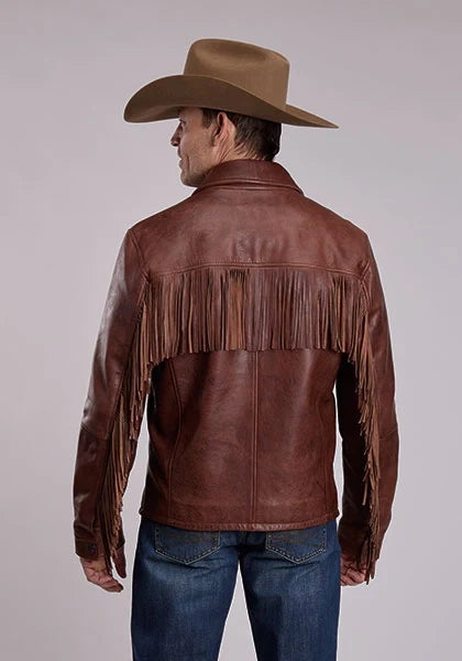Stetson Fringe Yoke (Brown) - Men's Leather Jacket