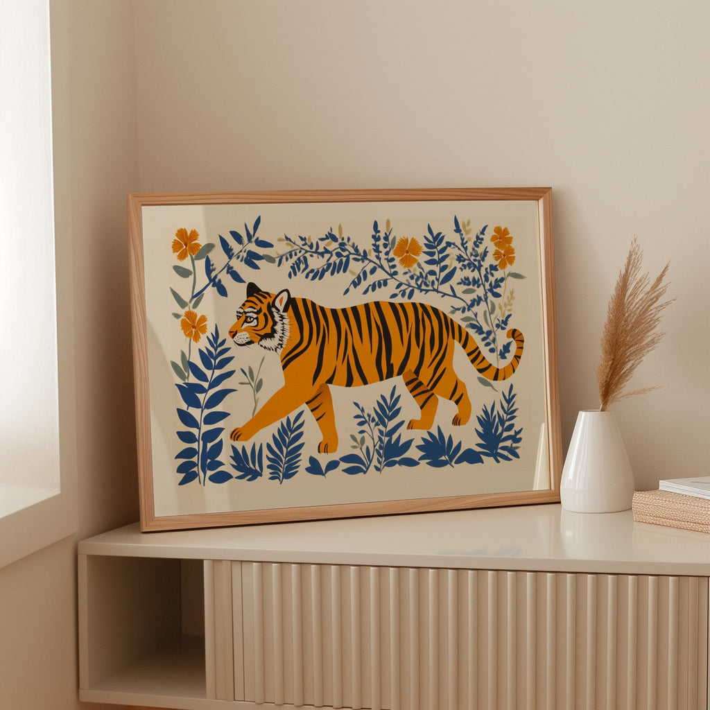 Majestic Tiger Print – Bold Jungle Art, Modern Folk Style Wall Decor