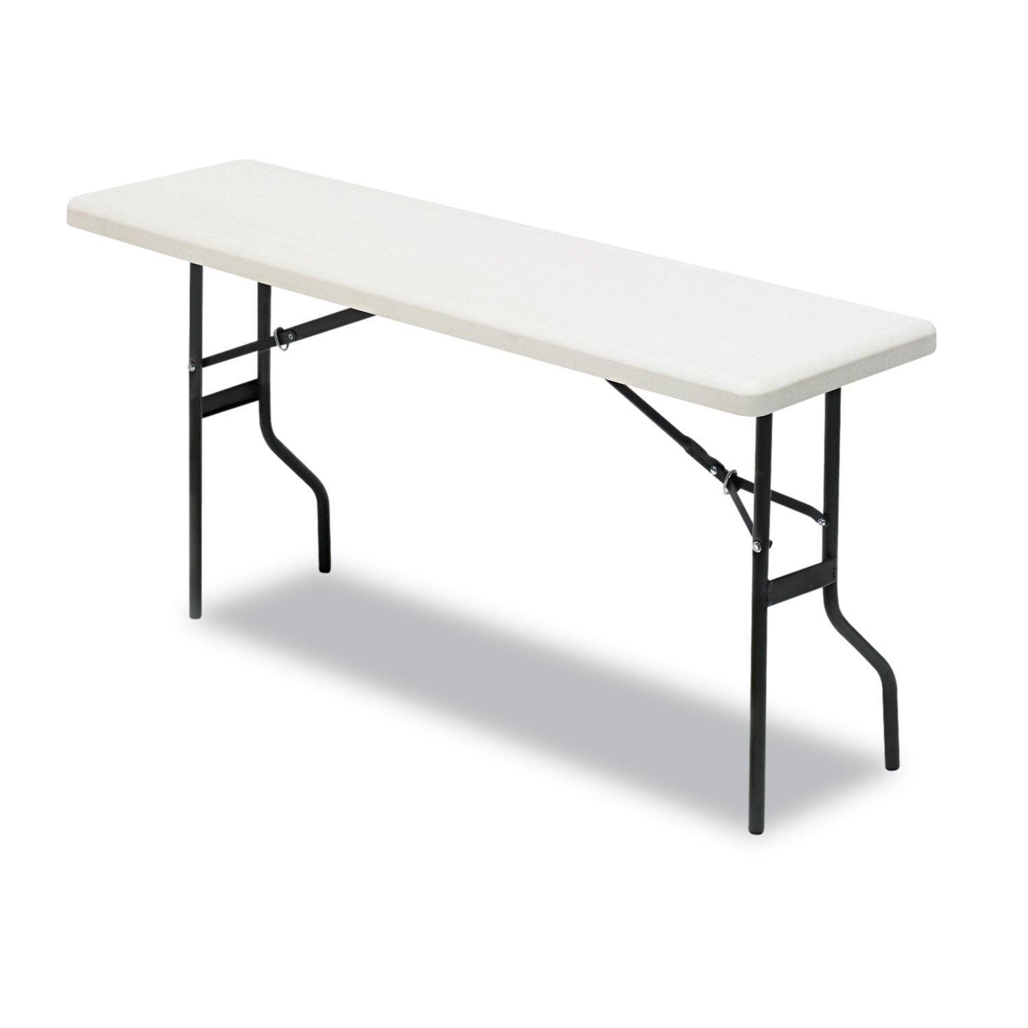Iceberg IndestrucTable Classic Folding Table, Rectangular Top, 250 lb Capacity, 60w x 18d x 29h, Platinum