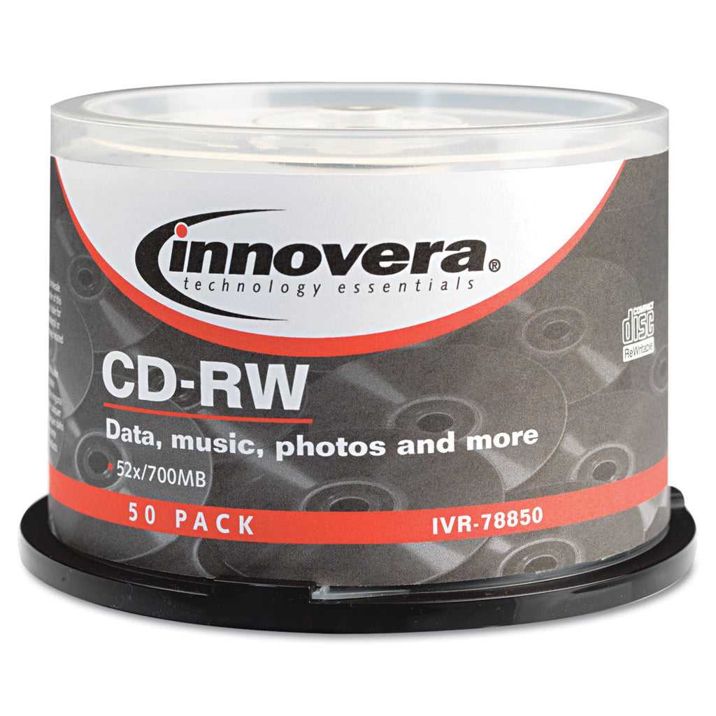 Innovera CD-RW Rewritable Disc, 700 MB/80 min, 12x, Spindle, Silver, 50/Pack