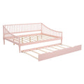 Full Size Daybed with Trundle and Support Legs  Pink