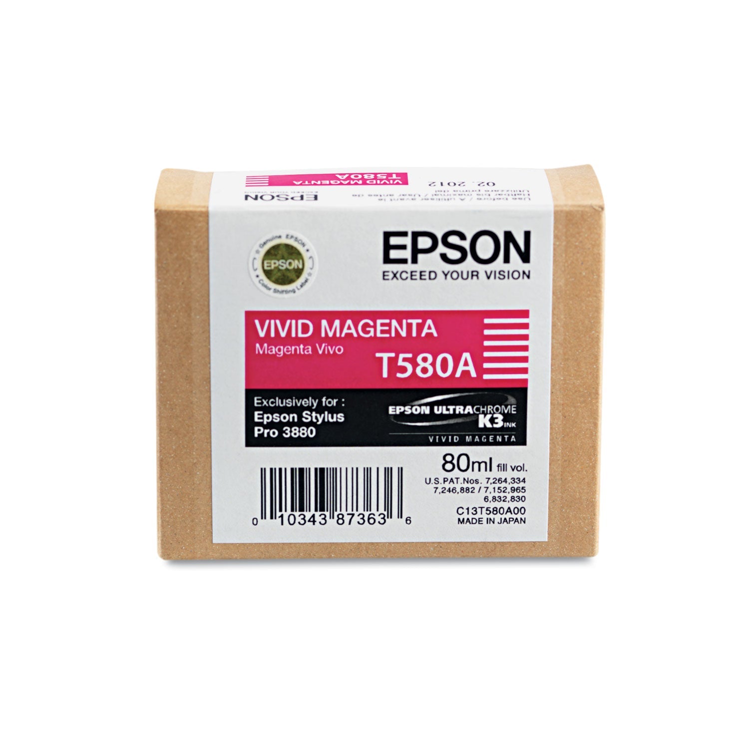 Epson T580A00 UltraChrome K3 Ink, Vivid Magenta