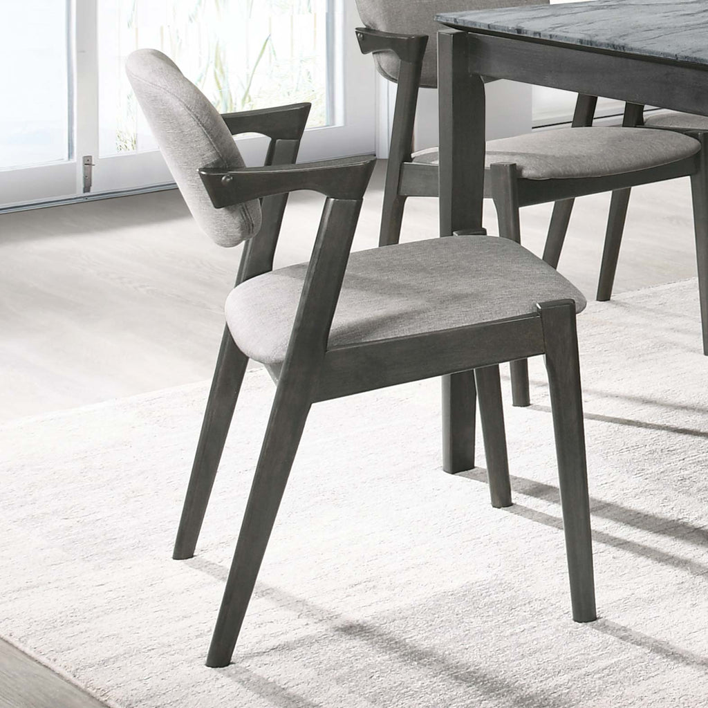 Stevie Padded Wood Dining Arm Chair Black (Set of 2)
