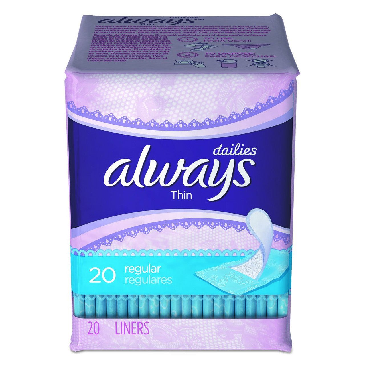 Always® Dailies Thin Regular Pantiliner, 24 x 20-Pack