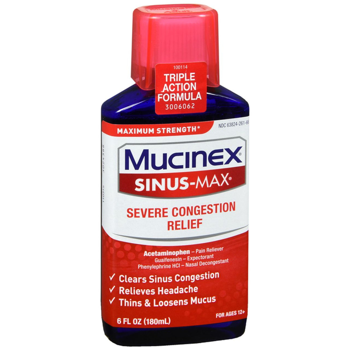 Mucinex® Sinus-Max® Severe Congestion & Pain Maximum Strength Liquid, 6 oz