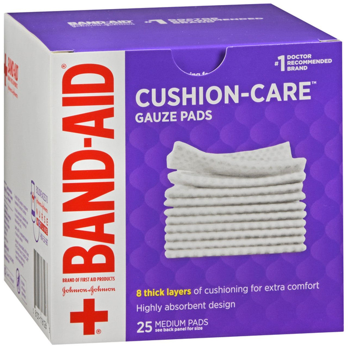 BAND-AID® Sterile Gauze Pad, Medium, 3" x 3", 25-Pack