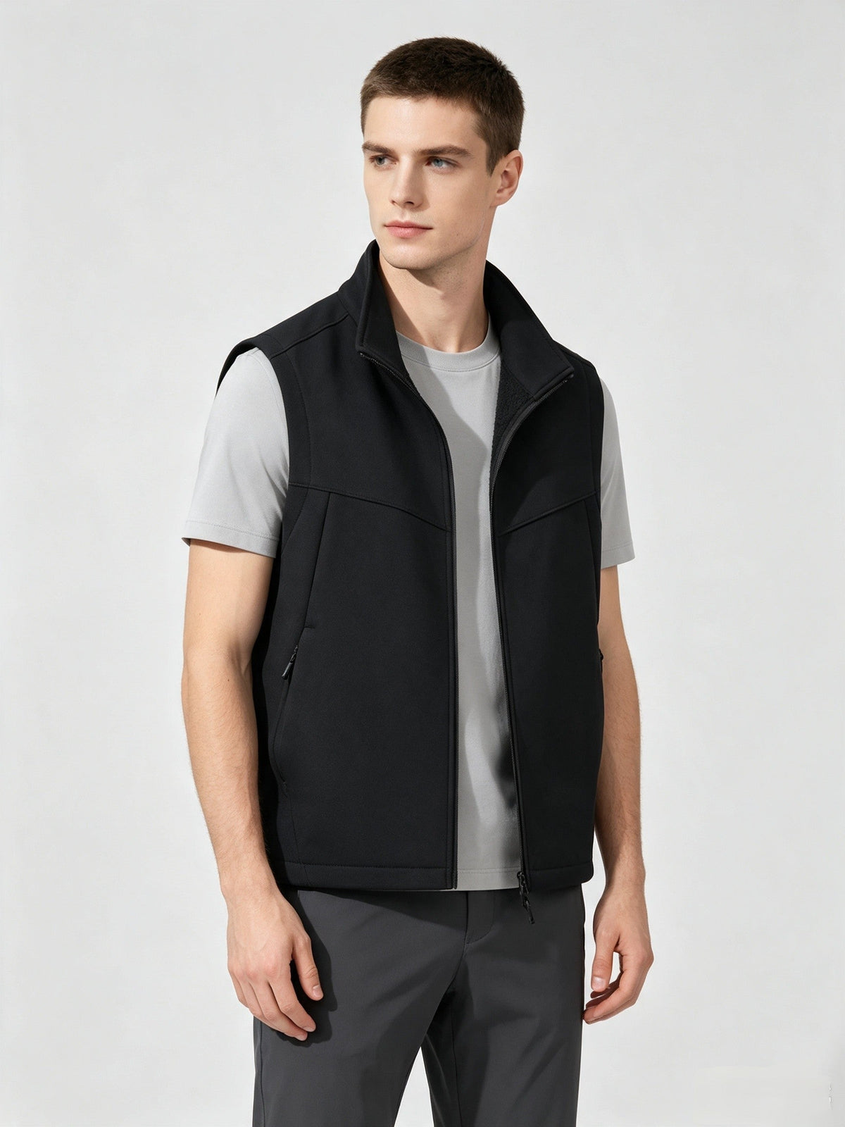 Men Women Couples Softshell Vest Stand Collar Zip Up Outdoor Sleeveless Jacket Windproof Water Resistant Fleece Lined Functional Gilet For Fall Winter Casual Hiking Travel