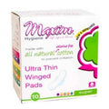 Maxim Hygiene Natural Cotton Ultra Thin Winged Pads – Overnight (10 Count)