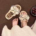 Women's Outdoor Wear Thicken Cotton Slippers Bow Flat 2026 Korean Style Fashion Home Warm Plush Shoes