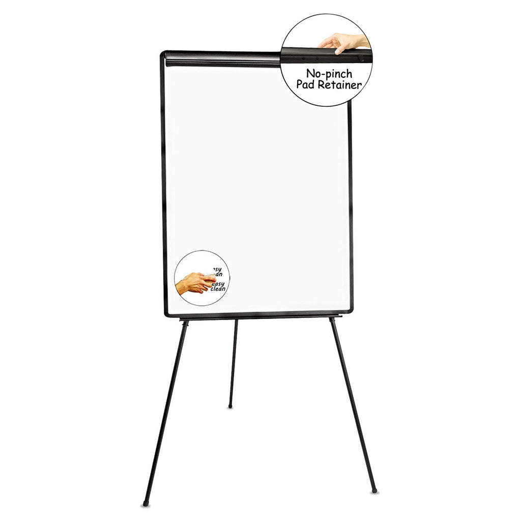 Universal Dry Erase Board with Tripod Easel, 29" x 41", White Surface, Black Frame