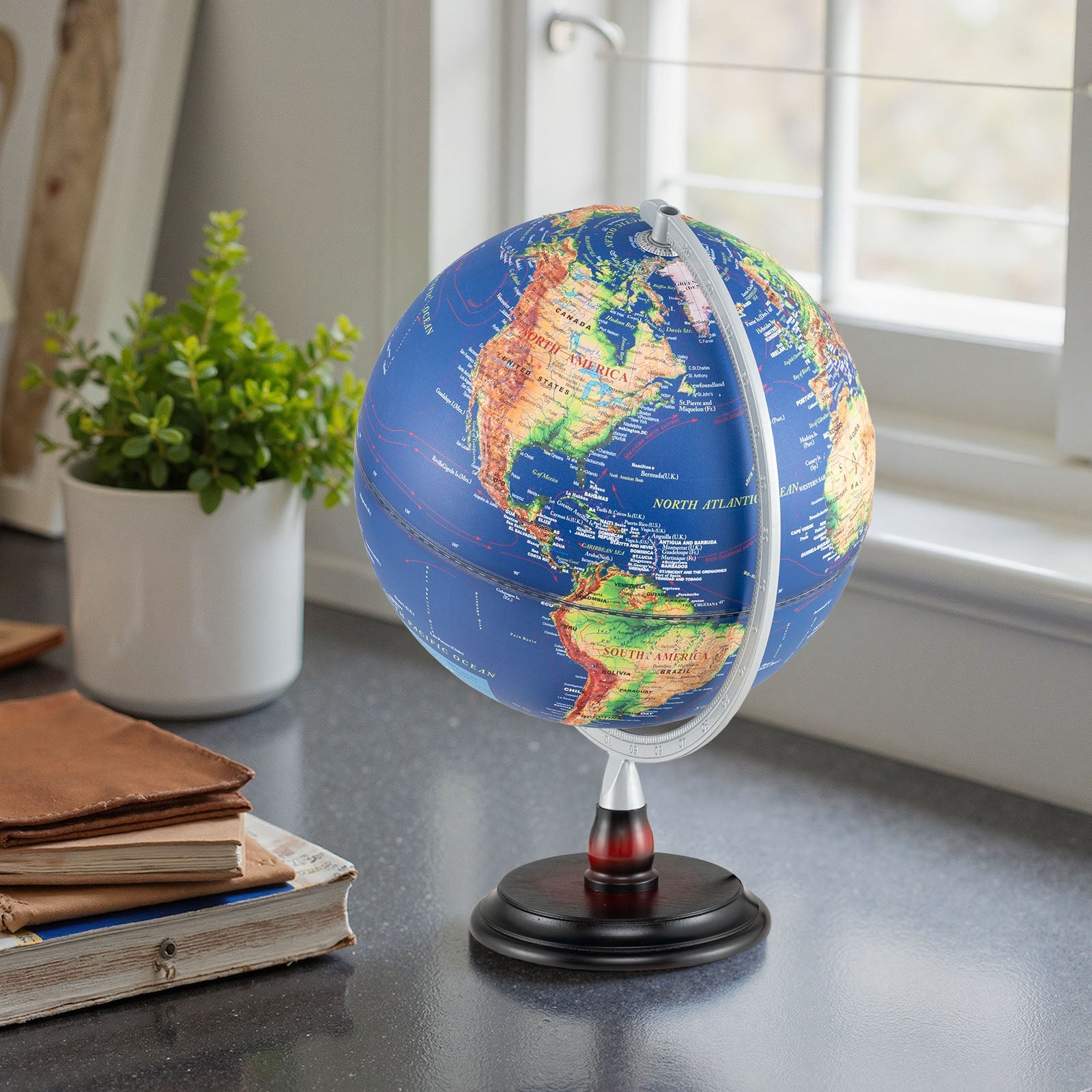 12 Inch Illuminated World Globe Antique Light up Globe Night Lamp