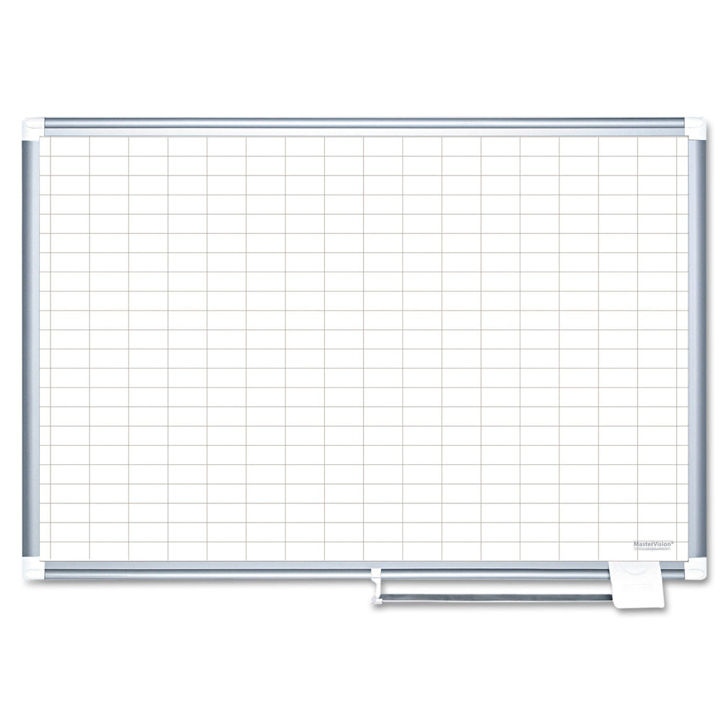 MasterVision Grid Planning Board, 1 x 2 Grid, 48 x 36, White/Silver