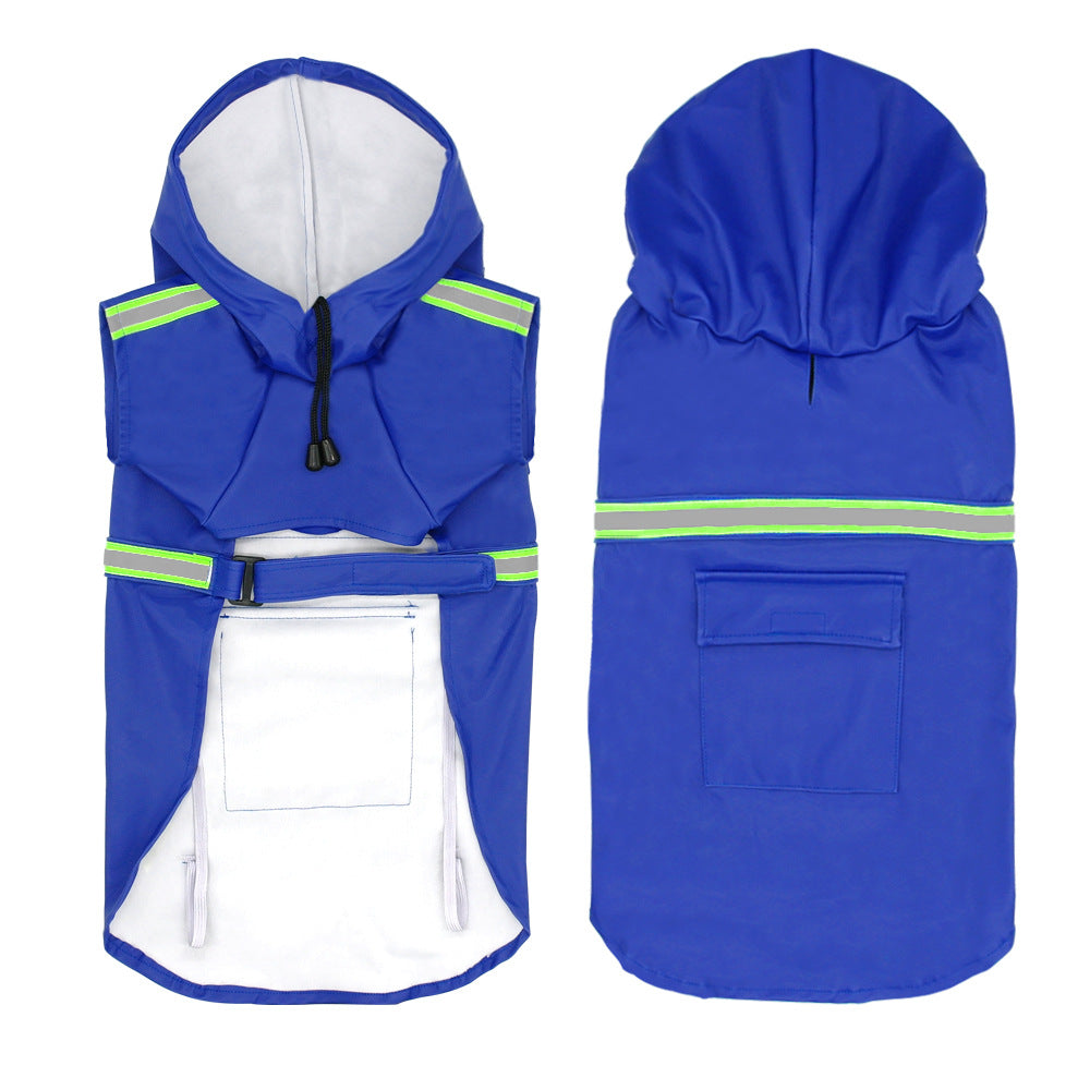 Large Dog Raincoat - Poncho Style Reflective Strip Pet Raincoat Windproof Waterproof Dog Hooded Raincoat